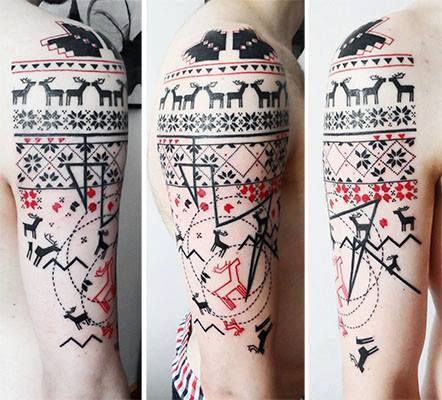 Beautiful tattoo >> norwegian sweater << by Aga Mlotkowska https://www.facebook.com/aga.mlotkowska http://www.agamlotkowska.com/ http://kolektivtattoo.wordpress.com/