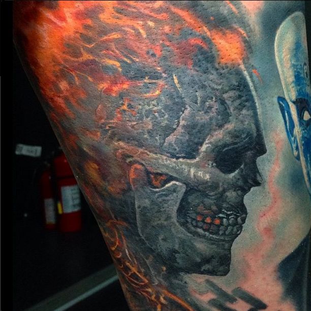 A Ghost rider tattoo from Boris done with Intenze tattoo ink.