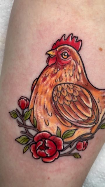 ✨Samantha Croston✨ on Instagram: "Fitting sound since I forgot to record  the in between #chickentattoo #tattooreel #cutetattoo"