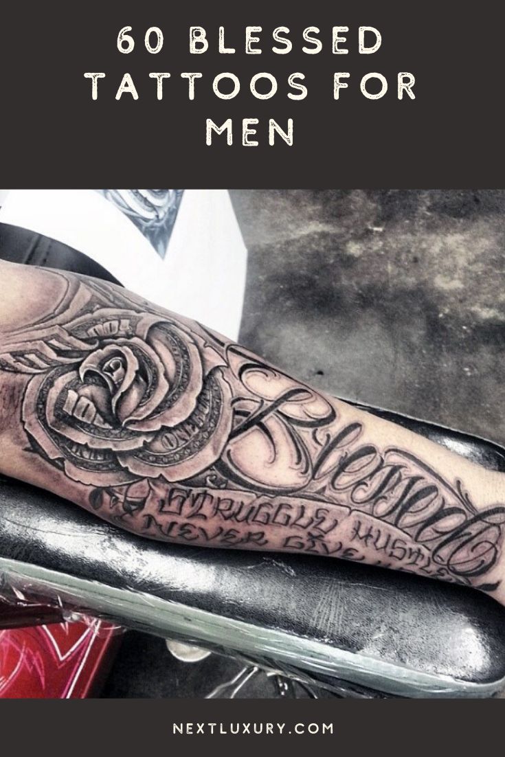 60 Blessed Tattoos For Men - Biblical Lettering Design Ideas