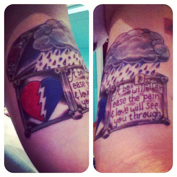 Turtle's Grateful Dead friend memorial tattoo. Box of Rain. By Neil Mydske  @ Echo Tattoo, Shoreline WA