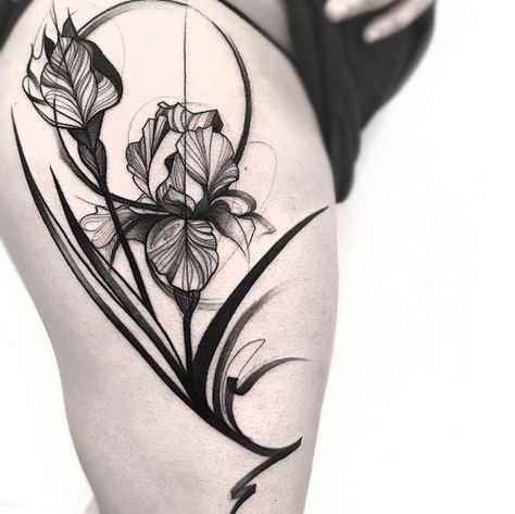 Pin by Samantha Adams on Ink in 2025 | Iris tattoo, Art deco tattoo, Floral  thigh tattoos