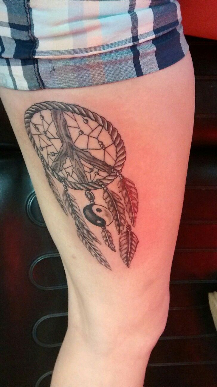 Dream Catcher and Peace Sign Tattoo w/ Ying Yang Sign; 05/06/16