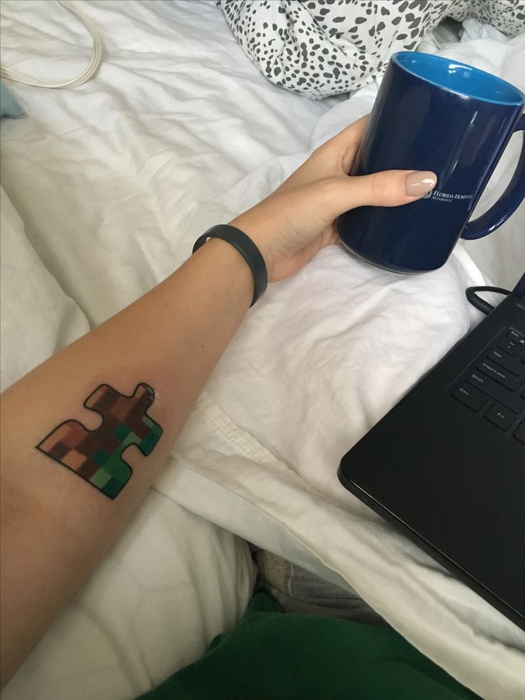 Pin by Mrs. Laufeyson on Sleeve tattoo ideas | Puzzle piece tattoo,  Minecraft tattoo, Gaming tattoo