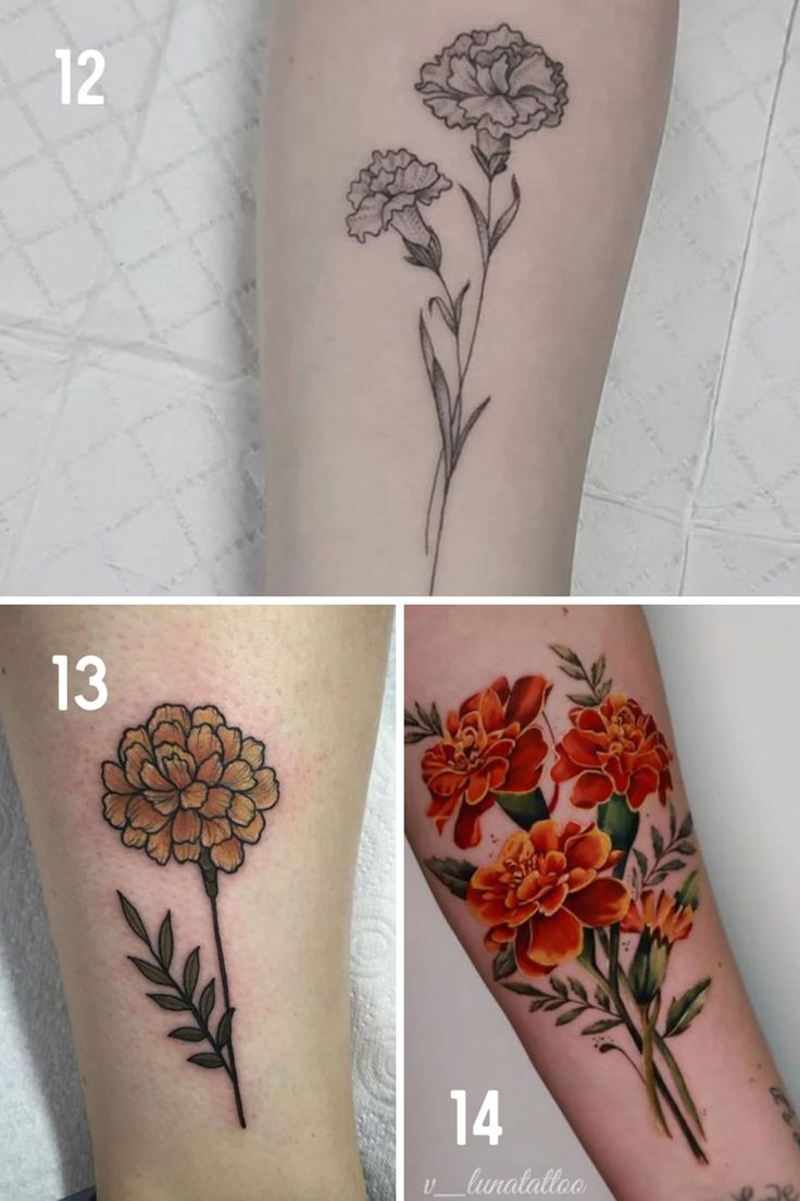October Birth Flower Tattoo Ideas {Marigolds + Cosmos}