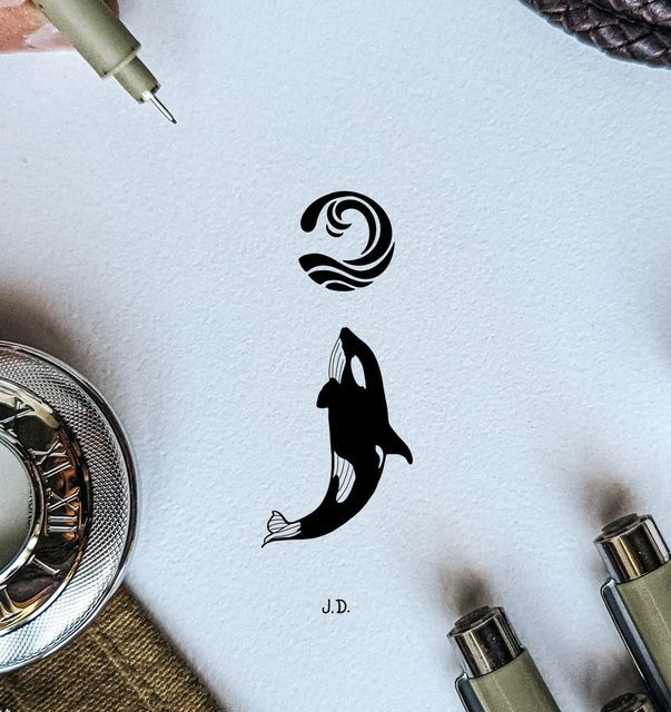 Josh Duke ~ Illustrator on Instagram: "Little Orca Semicolon Design ✌️ ↟ ↟  ↟ #dotwork #tattoo #flashtattoo #tattooideas #tattoodesign #finelinetattoo  #linework #blackworknow #illustrationartists #darkart #fineliner  #illustration #tattoos #orca ...