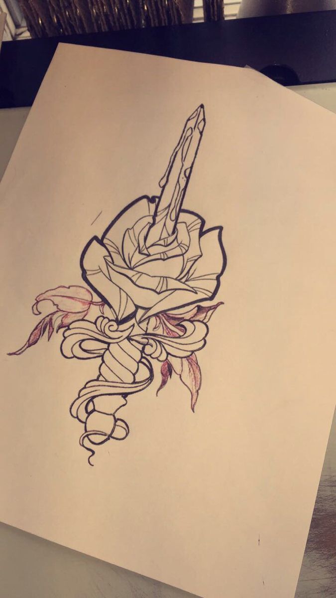Rose dagger tattoo