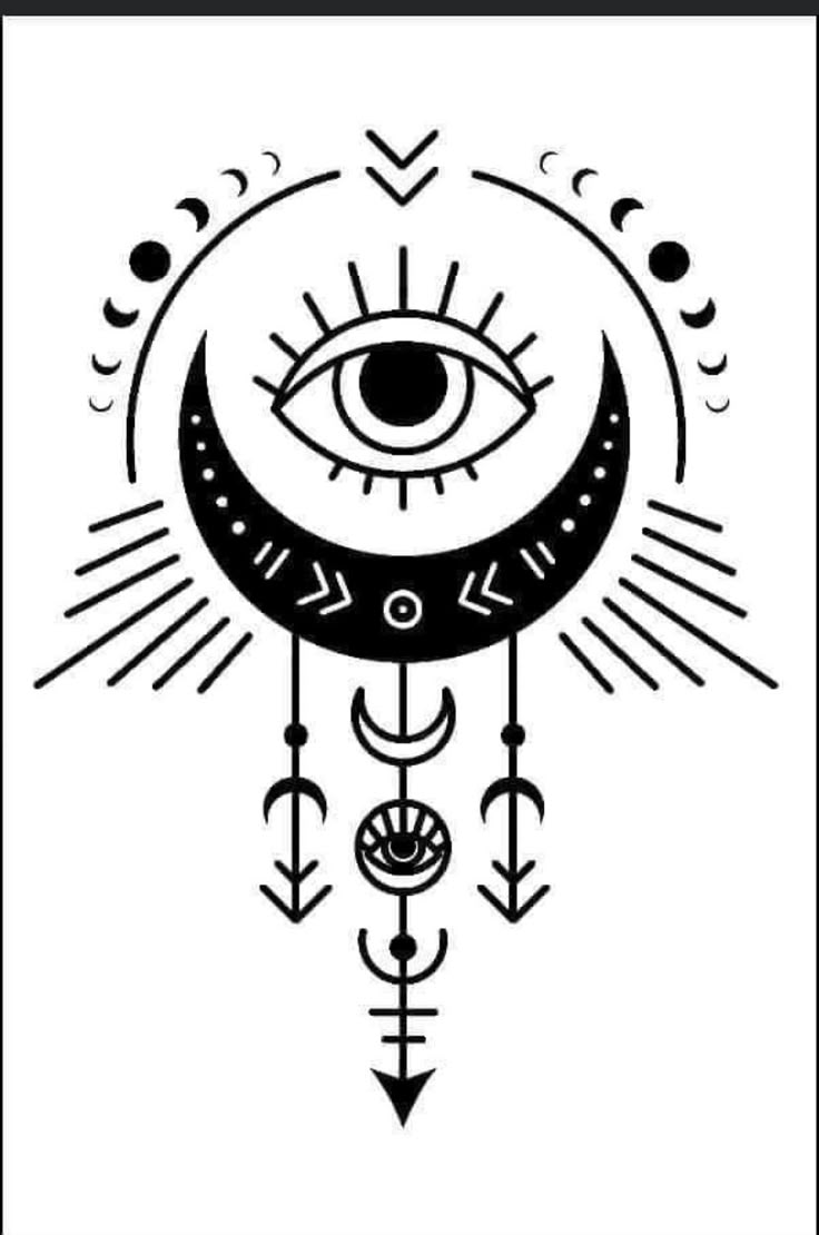 All-Seeing Eye Tattoo with Arrows and Sun