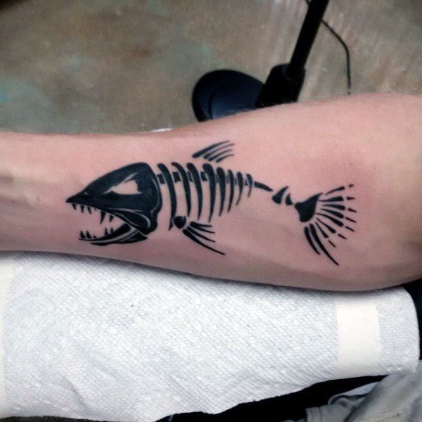 50 Epic Fish Skeleton Tattoo Designs for Men