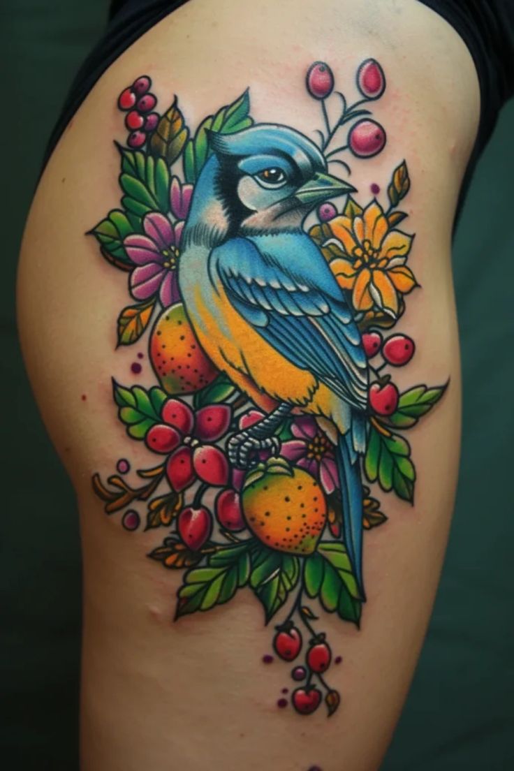 Small Blue Jay Bird Tattoo Design Ideas