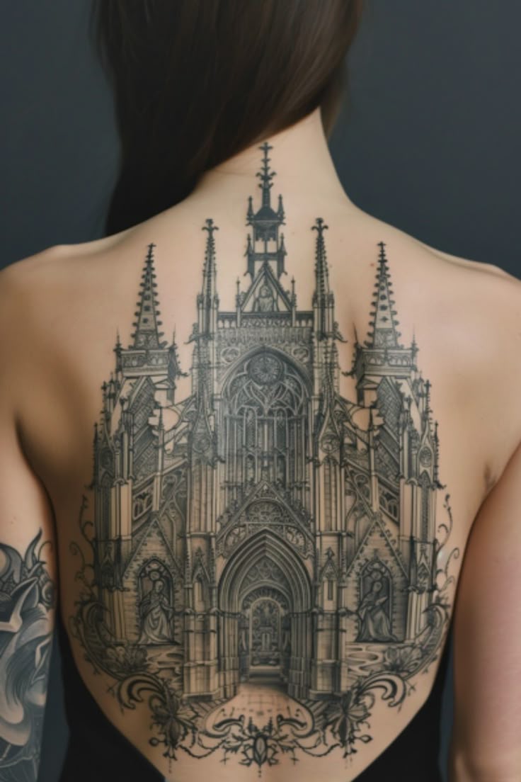 Unique Gothic Cathedral Tattoo Designs