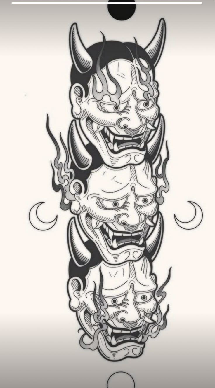 Pin by Ben Nguyen on Tattoo Ideas | Oni tattoo, Japanese mask tattoo, Tattoo  drawings