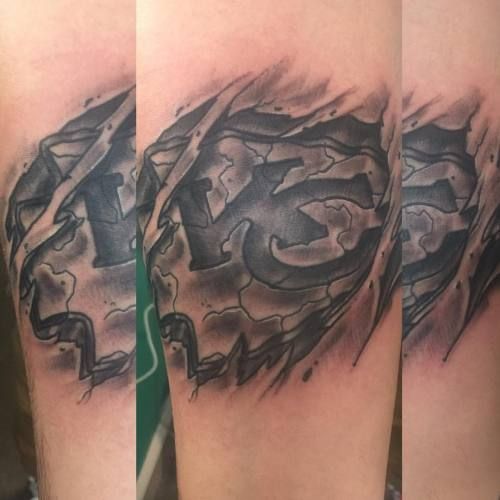 Chiefs tattoo. #stevebayman #batmantattoo #butchstattooandbodypiercing #kc # kcmo #kansascity #