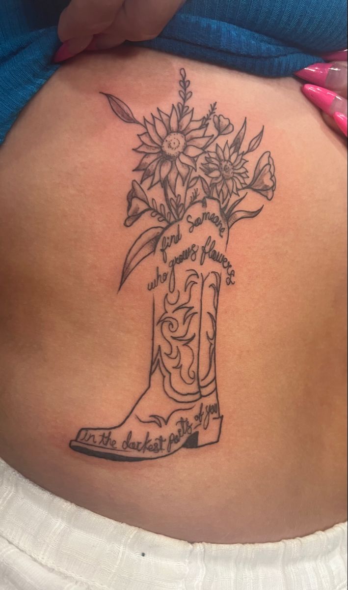 sun to me” zach bryan cowboy boot inspired tattoo