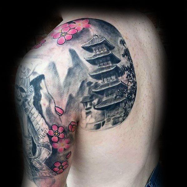 60 Pagoda Tattoo Designs for Men