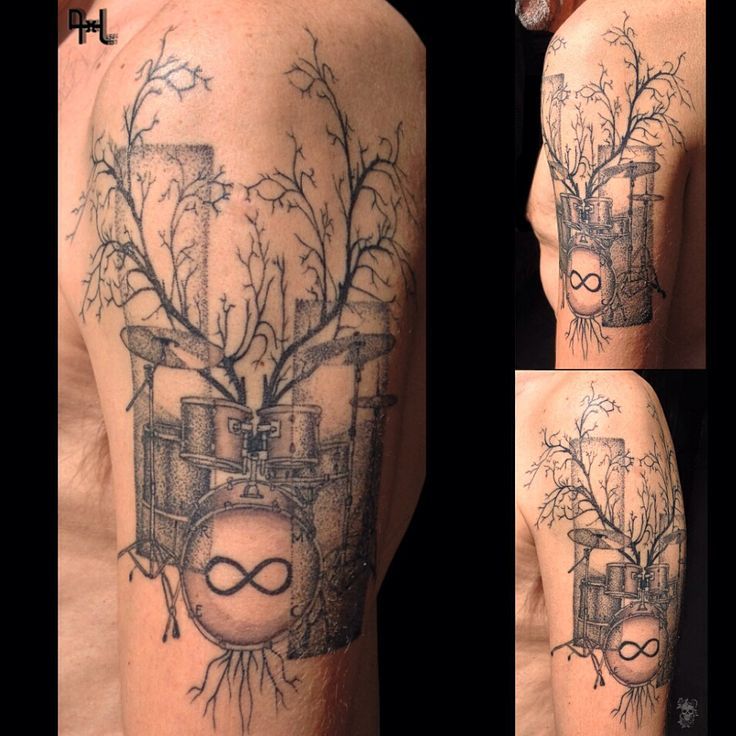 Music tattoo designs, Drum tattoo, Drummer tattoo