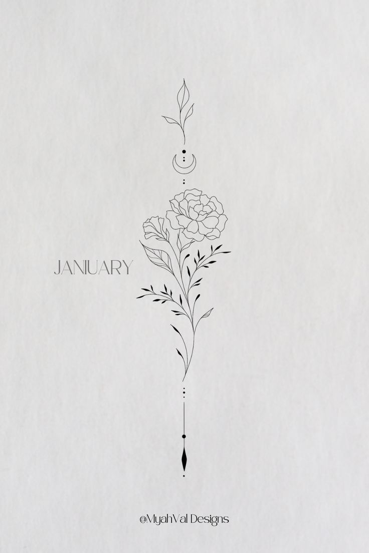 Spine Tattoo | January | Carnation Flower