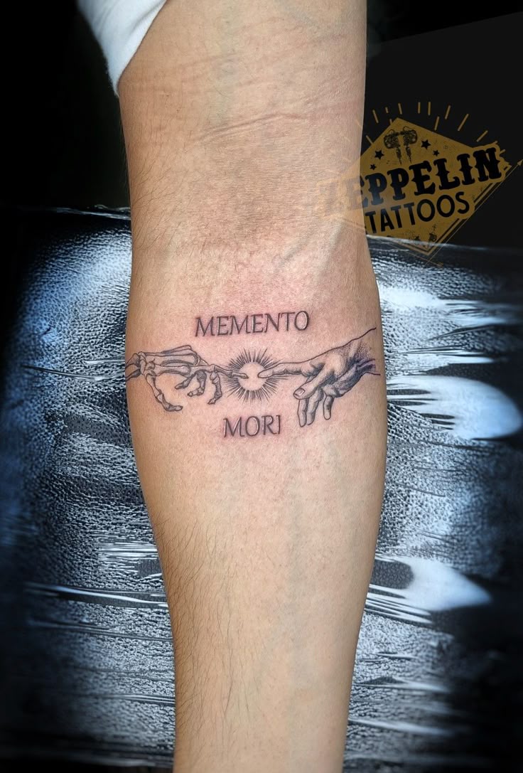 Memento mori tattoo, inspired by Michelangelo's "the creation of adam" painting Tattoo ideas