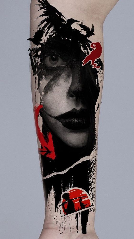 50+ Modern Trash Tattoo Ideas: Red & Black Style