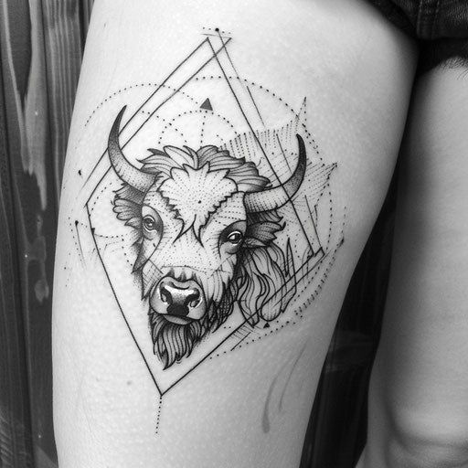 Modern Bison Tattoo Sketches