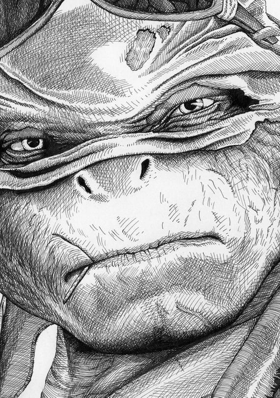 Ninja Turtle Tattoo Black and White