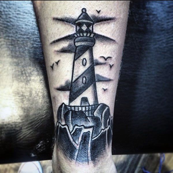 40 Traditional Lighthouse Tattoo Designs for Men