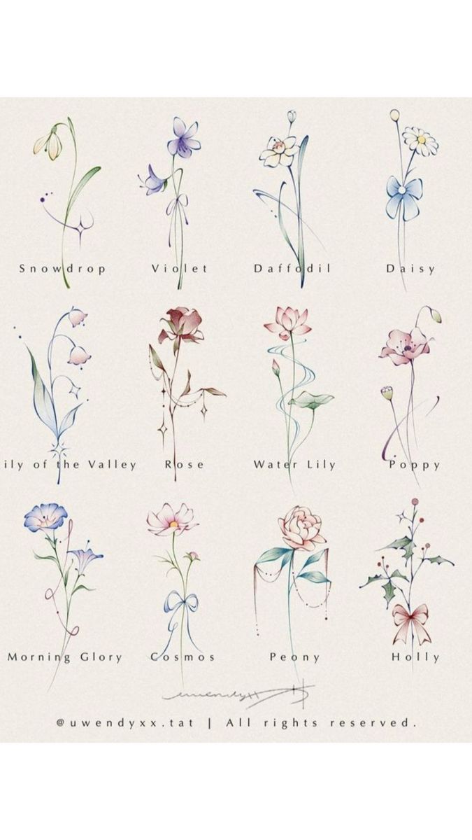 Fine line birth flower tattoo ideas