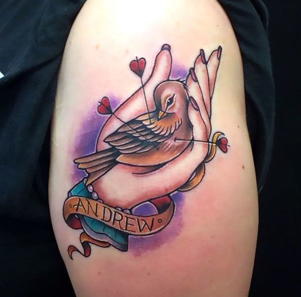 Traditional Dead Sparrow Tattoo Idea