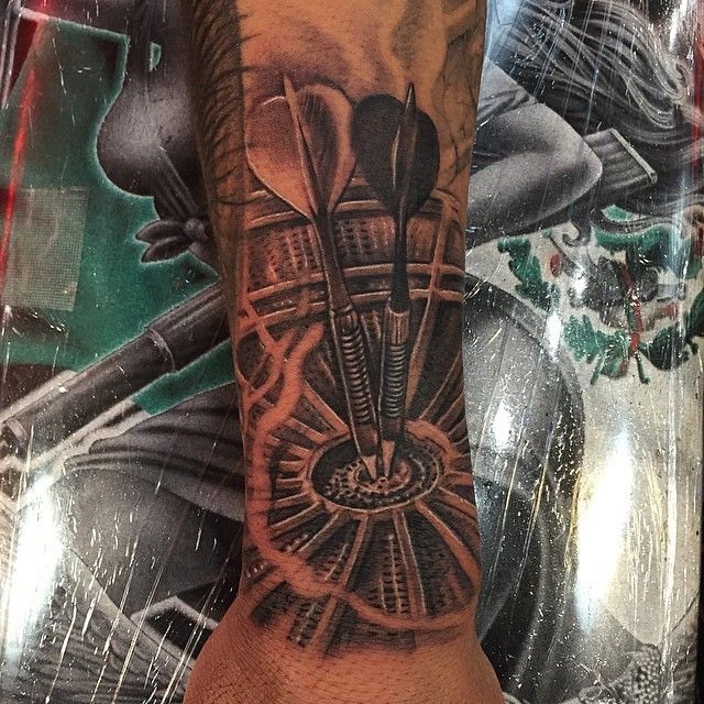 Dart Board Tattoo by the owner of Heaven's Ink Tattoo Gallery in Las Vegas,  NV @joshuastallworthtattoos For appts with Joshua Stallworth please contact  7027129716