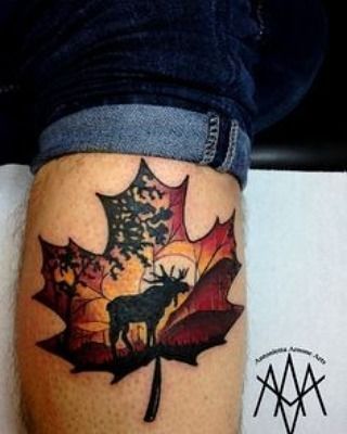 Canadian Maple Leaf/Moose” Tattoo/ink! | Tattoos, Moose tattoo, Sleeve  tattoos