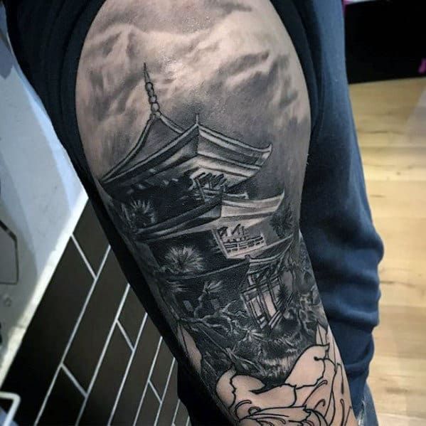 50 Epic Japanese Temple Tattoo Designs for Men