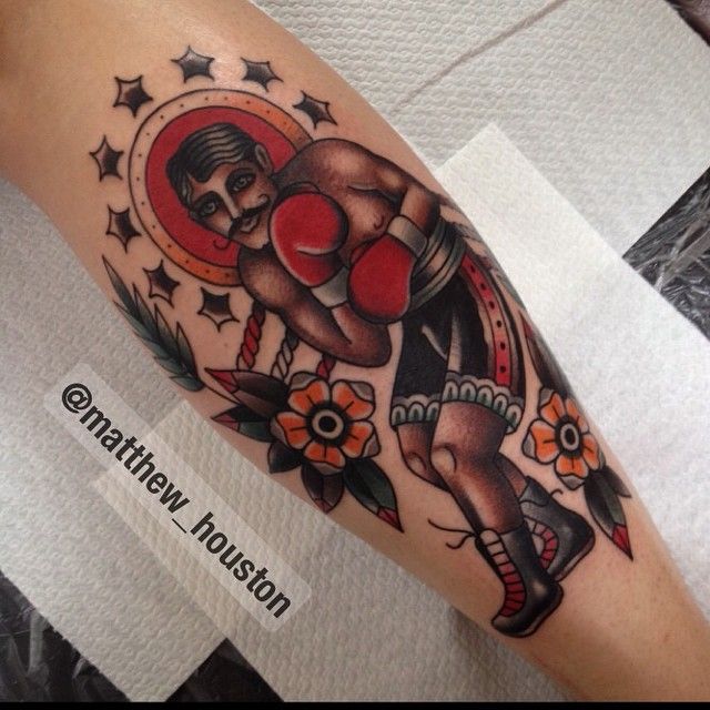 Fun walkin boxer on Shane from Calgary - thanks for fighting through this. # boxer #undefeated #traditional #tattoo @salonserpenttattoo