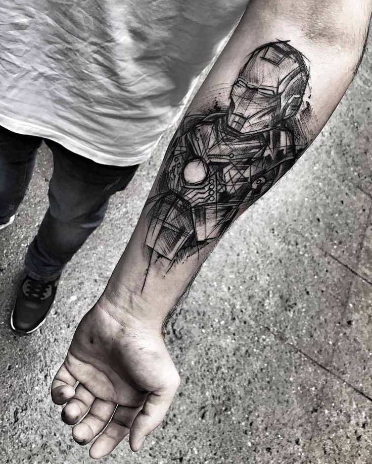 Sketchy Ironman Tattoo on Arm – Best Tattoo Ideas Gallery