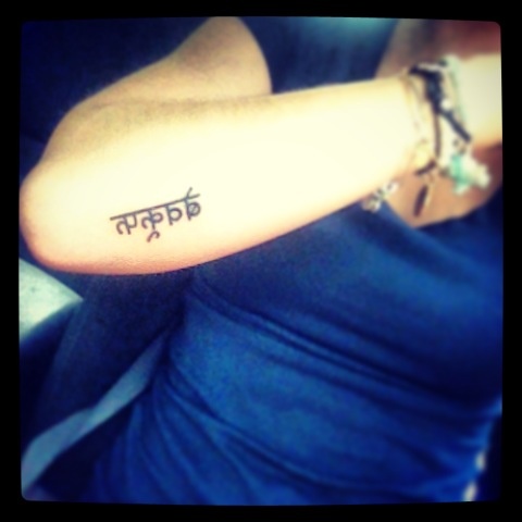 Hindi tattoo.