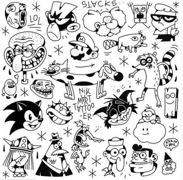 115 Cartoon Tattoos to Relive your Childhood - Wild Tattoo Art