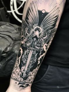 Discover 7 Armor of God Tattoo and Archangel Half Sleeve Tattoo Ideas |  guardian angel tattoo designs, knight shoulder tattoo, spartan angel tattoo  and more