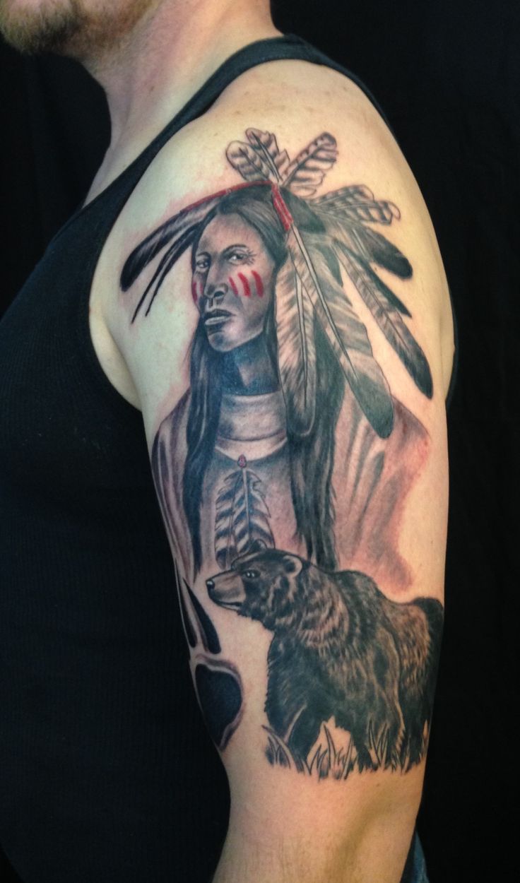 Native American Indian bear tattoo by Diane Lange