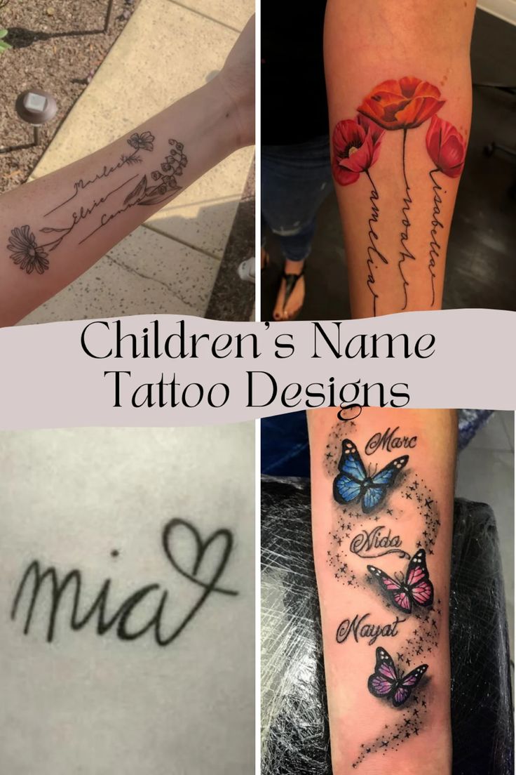 79 Sweetest Kids Name Tattoos & Baby Name Ideas