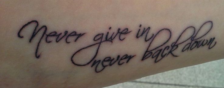 never give in tattoo