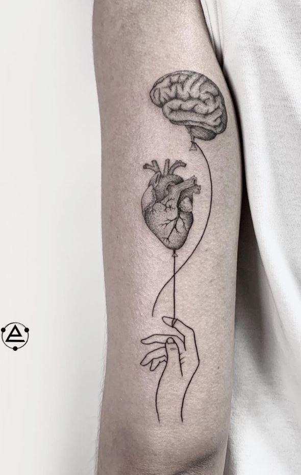 Heart And Brain Tattoo | Brain tattoo, Heart tattoo, Heart tattoo images