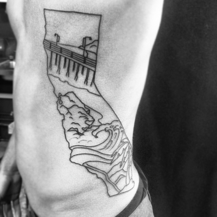 California tattoo. Central coast fill. but with color and smaller