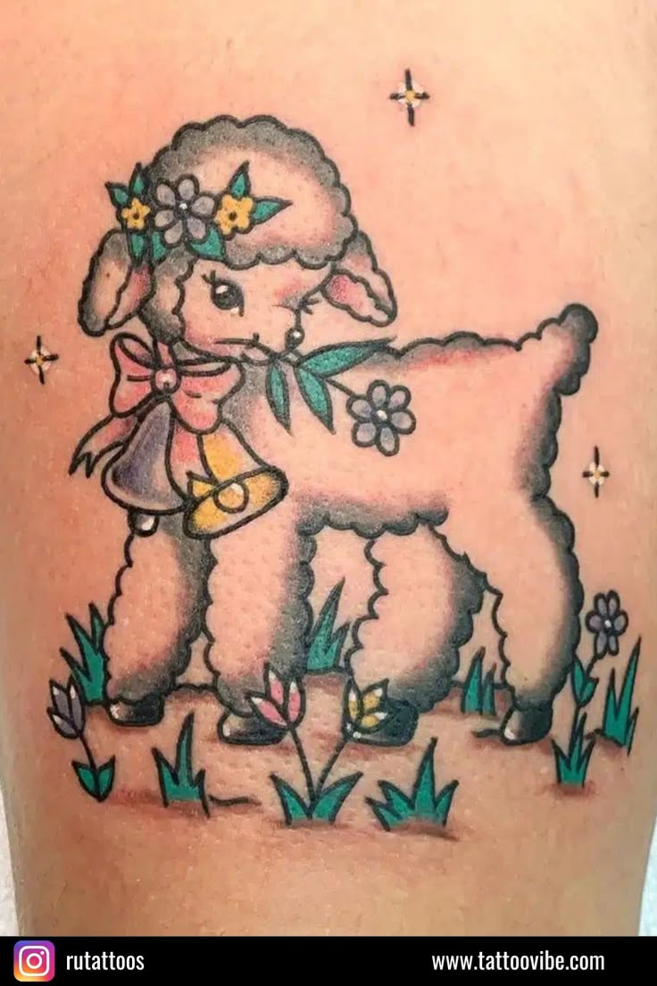 Traditional-style lamb tattoo