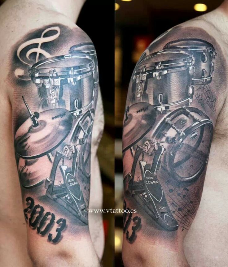 Pin by karen on Music tattoo sleeves | Music tattoo designs, Left arm  tattoos, Drum tattoo