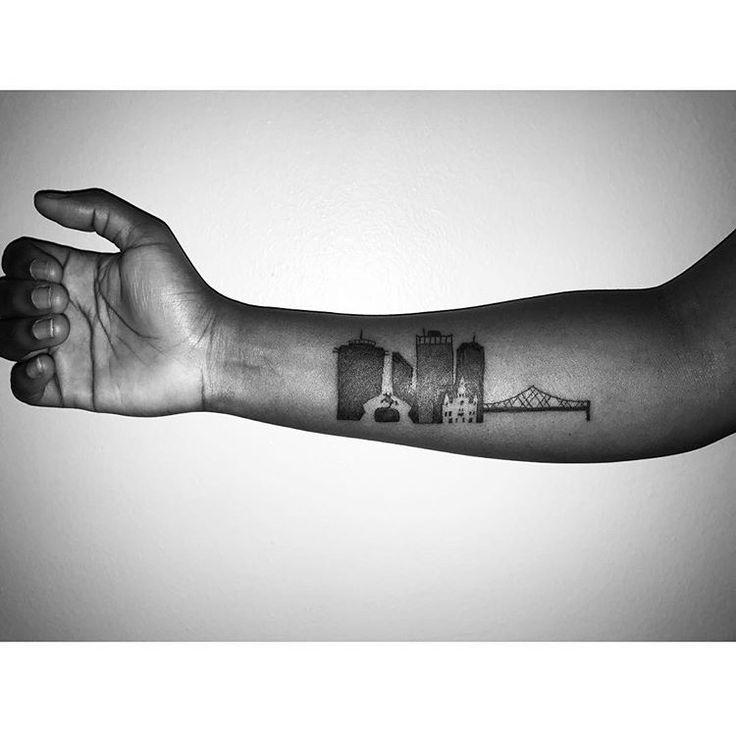 Artist rendition of New Orleans skyline tattoo