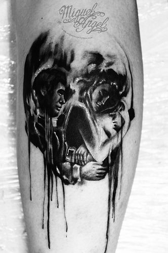 Optical illusion Skull tattoo
