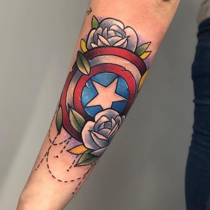 sᴛᴀʀʀ ᴛᴀᴛᴛᴏᴏ sᴜᴘᴘʟɪᴇs on Instagram: “Captain America Shield done by  sponsored artist @ryanlucastattoos… | Soldier tattoo,