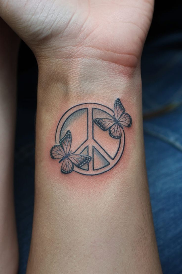 Tiny Peace Sign with Butterflies