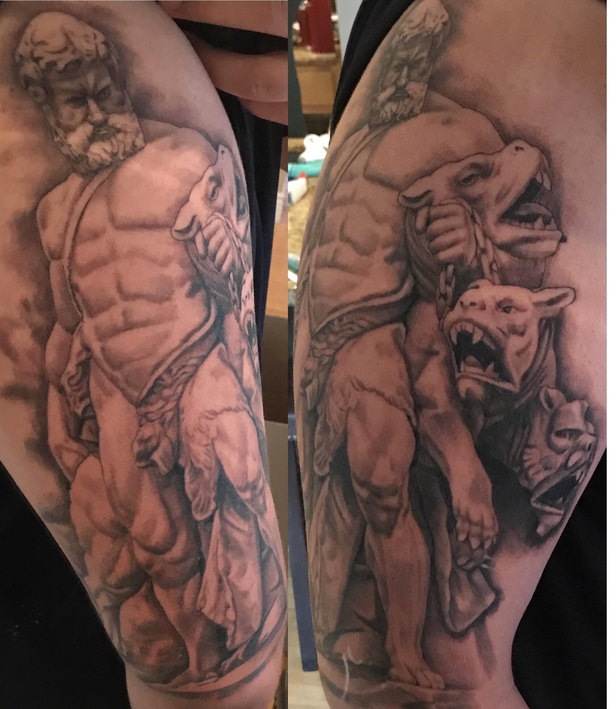 Hercules and Cerberus Tattoo