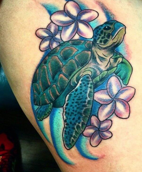15+ Best Turtle and Flower Tattoo Designs
