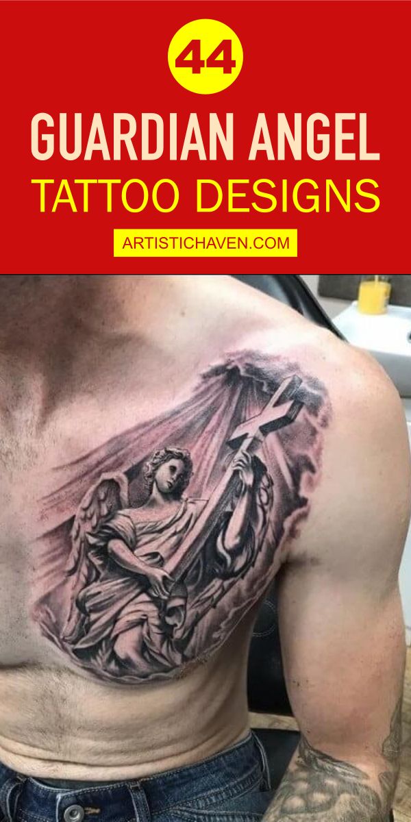 44 Beautiful Guardian Angel Tattoo Designs To Get Inked